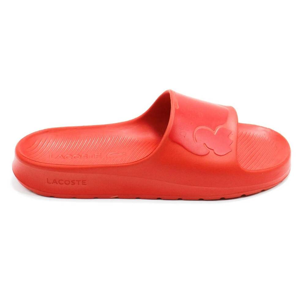 NEW LACOSTE men's croco 2.0 slide sandals in red
